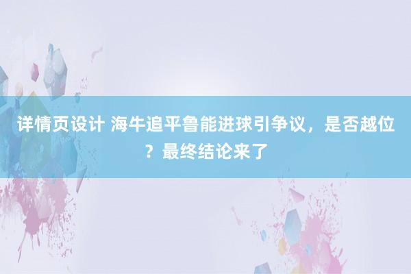 详情页设计 海牛追平鲁能进球引争议，是否越位？最终结论来了