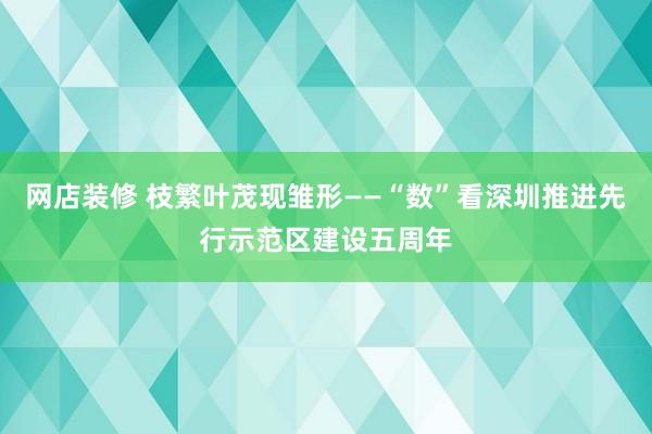 网店装修 枝繁叶茂现雏形——“数”看深圳推进先行示范区建设五周年